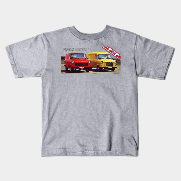 1970 FORD TRANSIT VAN - ad Kids T-Shirt by Throwback Motors